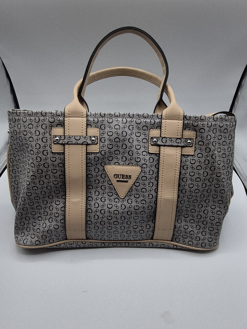 GUESS Beige and Gray Signature Satchel - Picture 5 of 10
